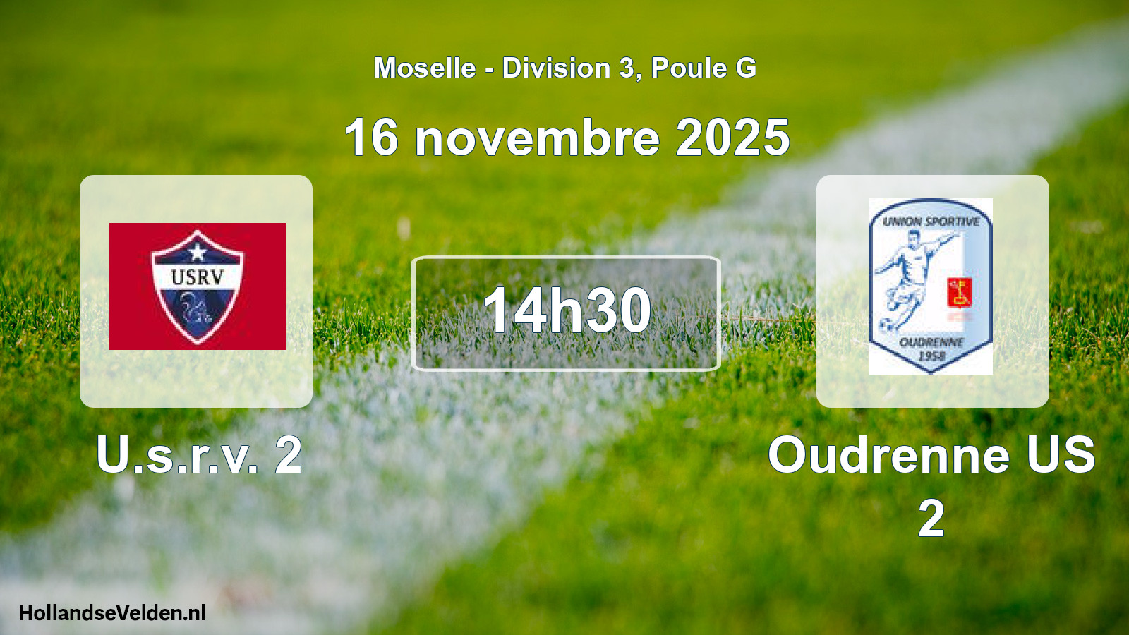 Match programmé: U.s.r.v. 2 - Oudrenne US 2 (16 novembre 2025)