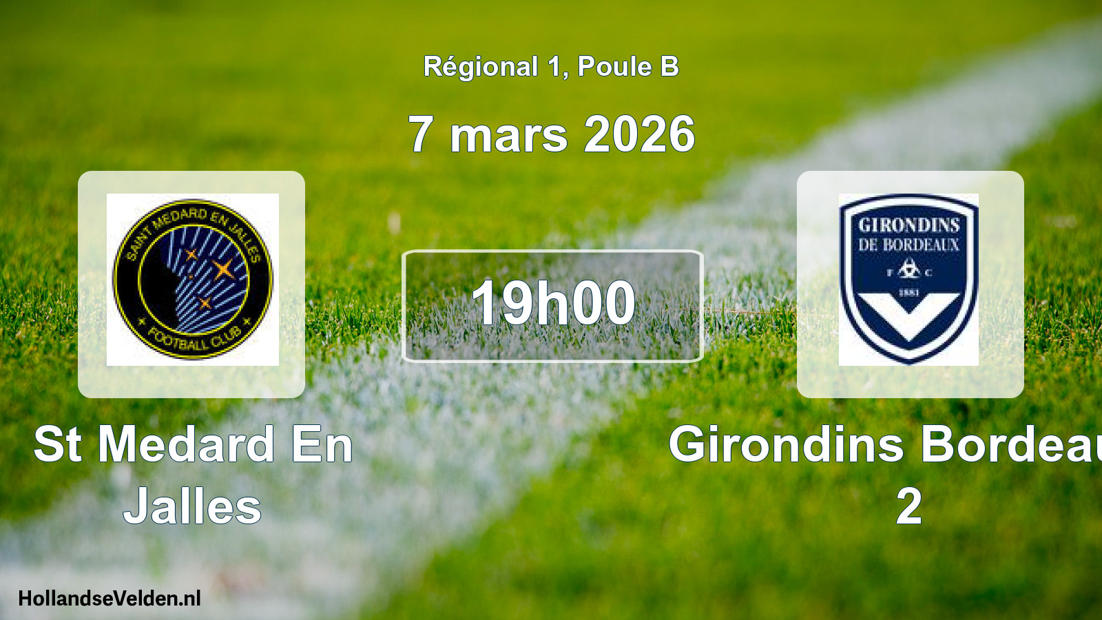 Geplande wedstrijd: St Medard En Jalles - Girondins Bordeaux 2 (7 maart 2026)