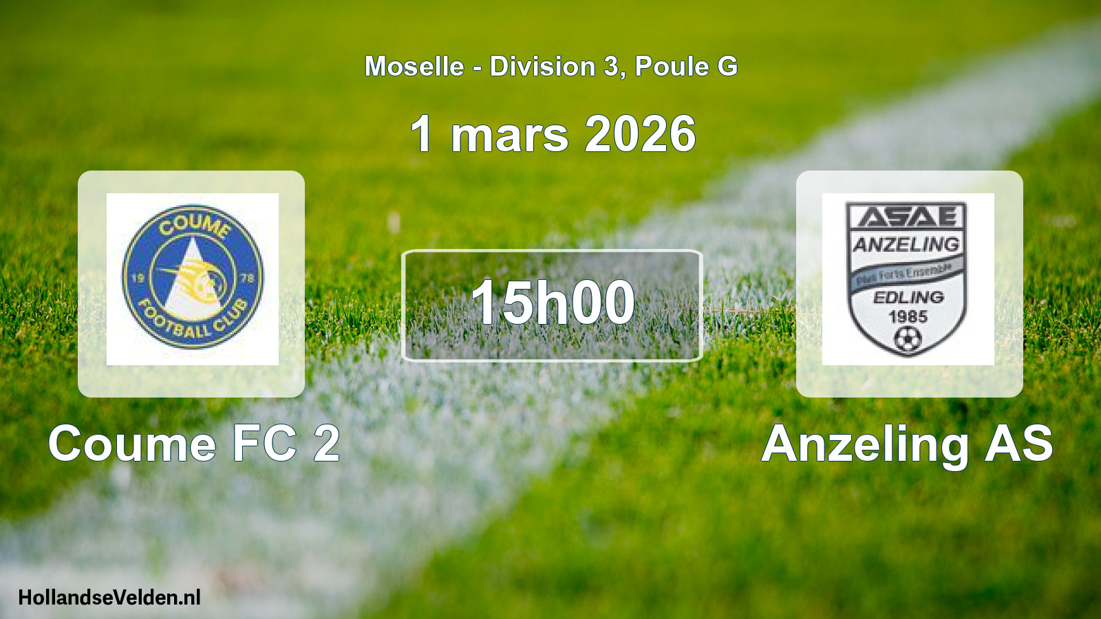 Match programmé: Coume FC 2 - Anzeling AS (1 mars 2026)