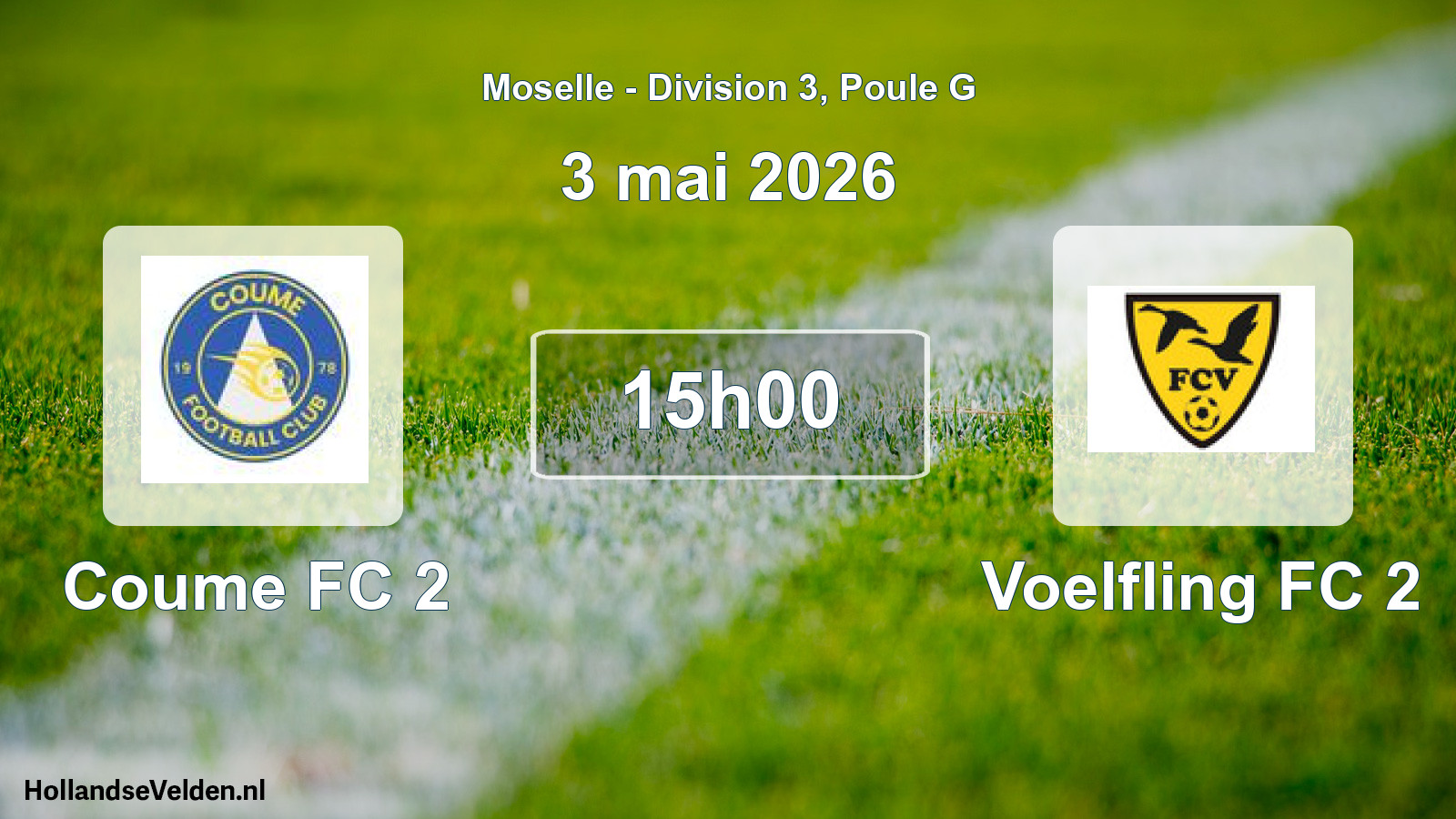Match programmé: Coume FC 2 - Voelfling FC 2 (3 mai 2026)