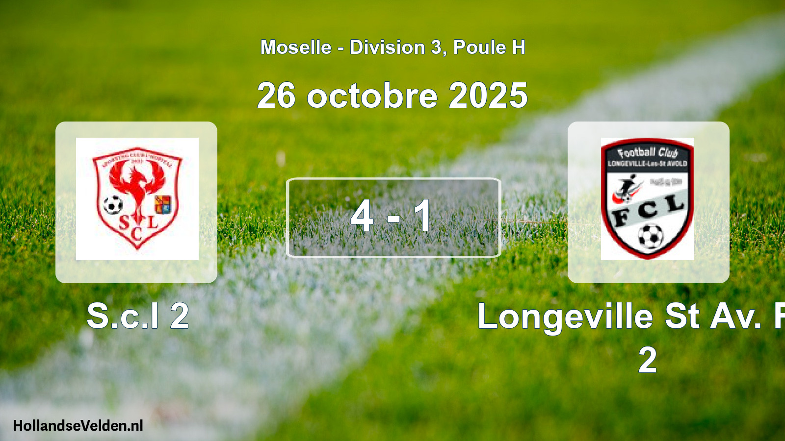 Match joué: S.c.l 2 - Longeville St Av. FC 2 4 - 1 (26 octobre 2025)