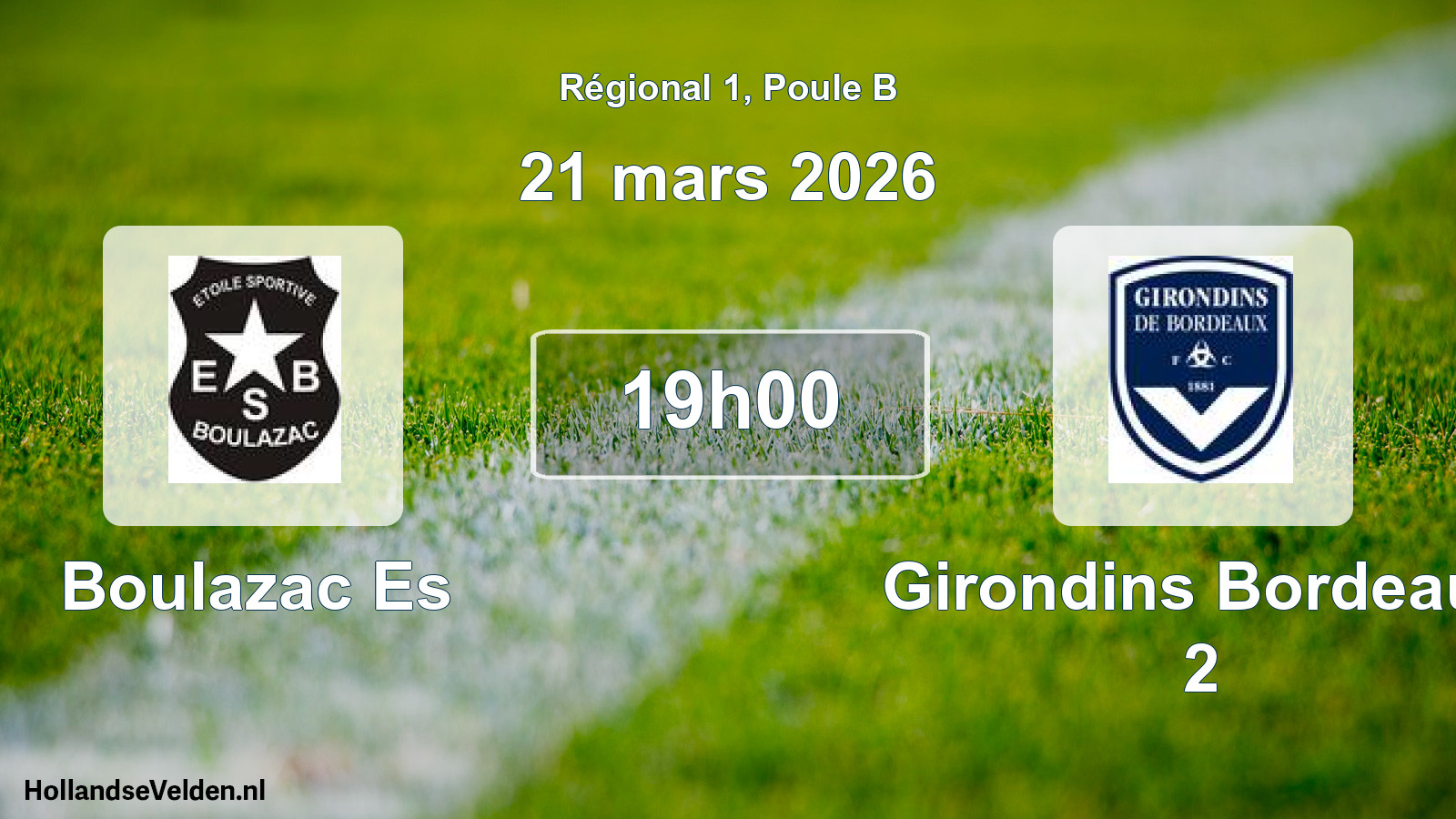 Geplande wedstrijd: Boulazac Es - Girondins Bordeaux 2 (21 maart 2026)
