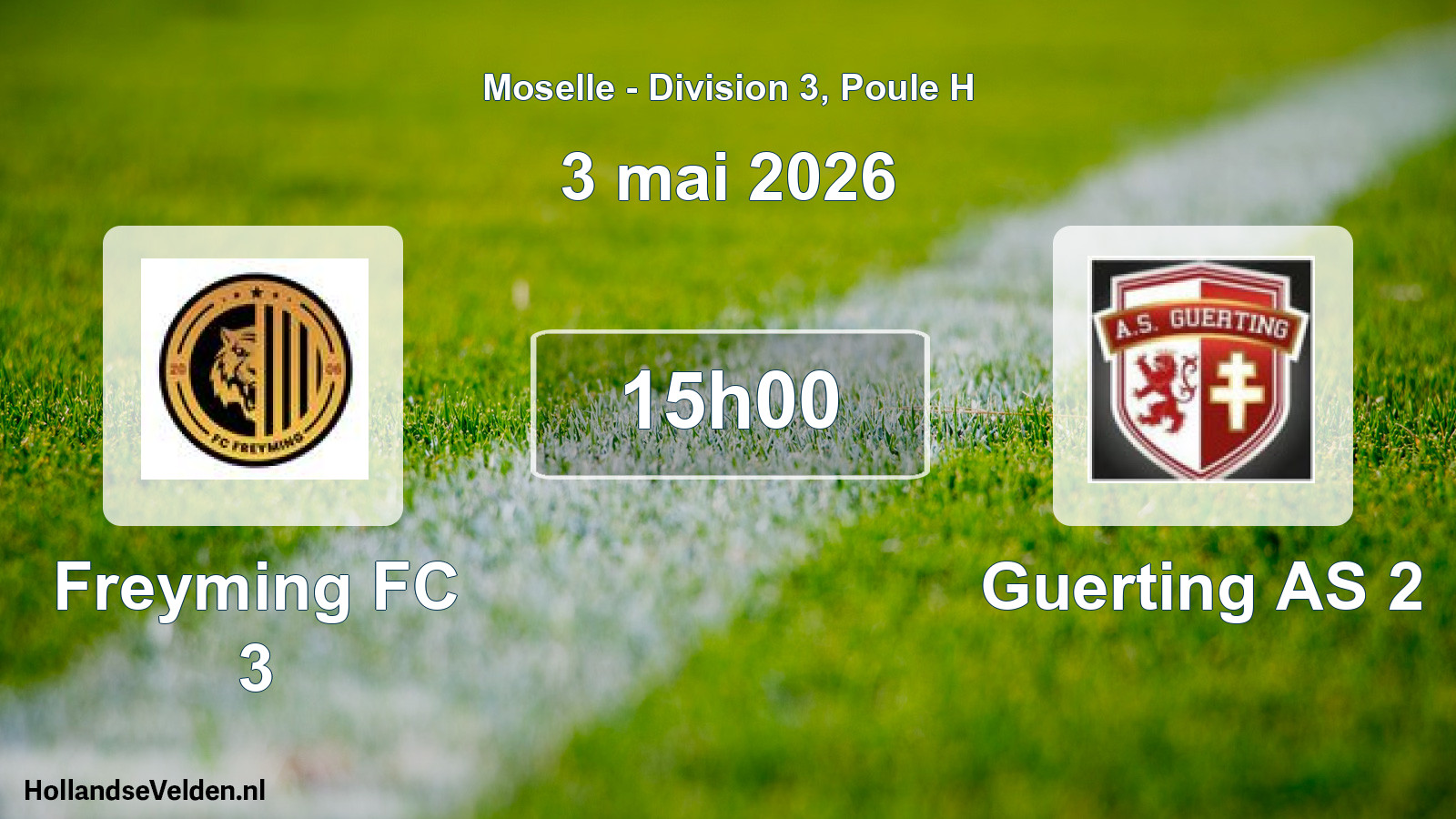 Match programmé: Freyming FC 3 - Guerting AS 2 (3 mai 2026)