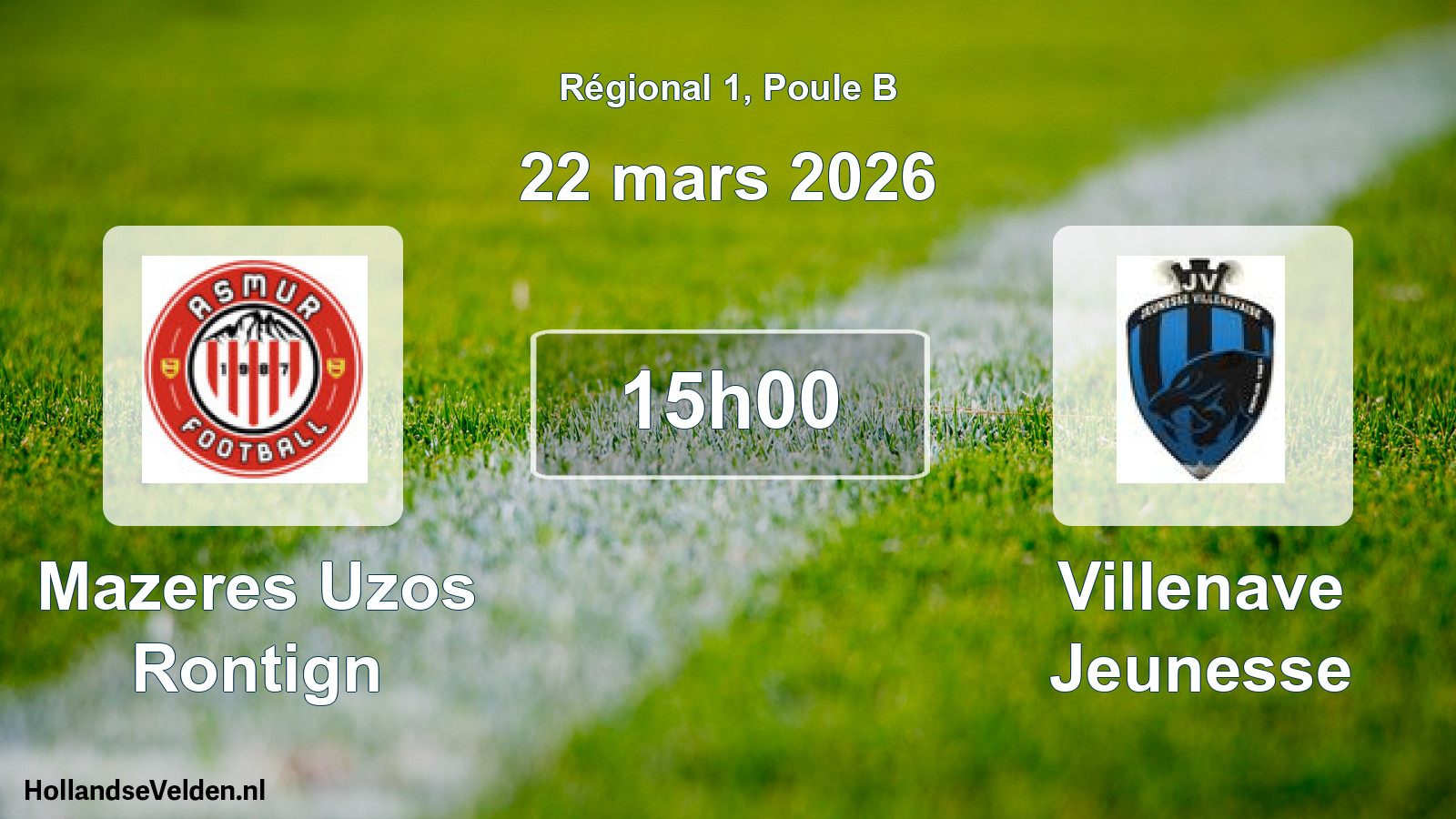 Geplande wedstrijd: Mazeres Uzos Rontign - Villenave Jeunesse (22 mars 2026)