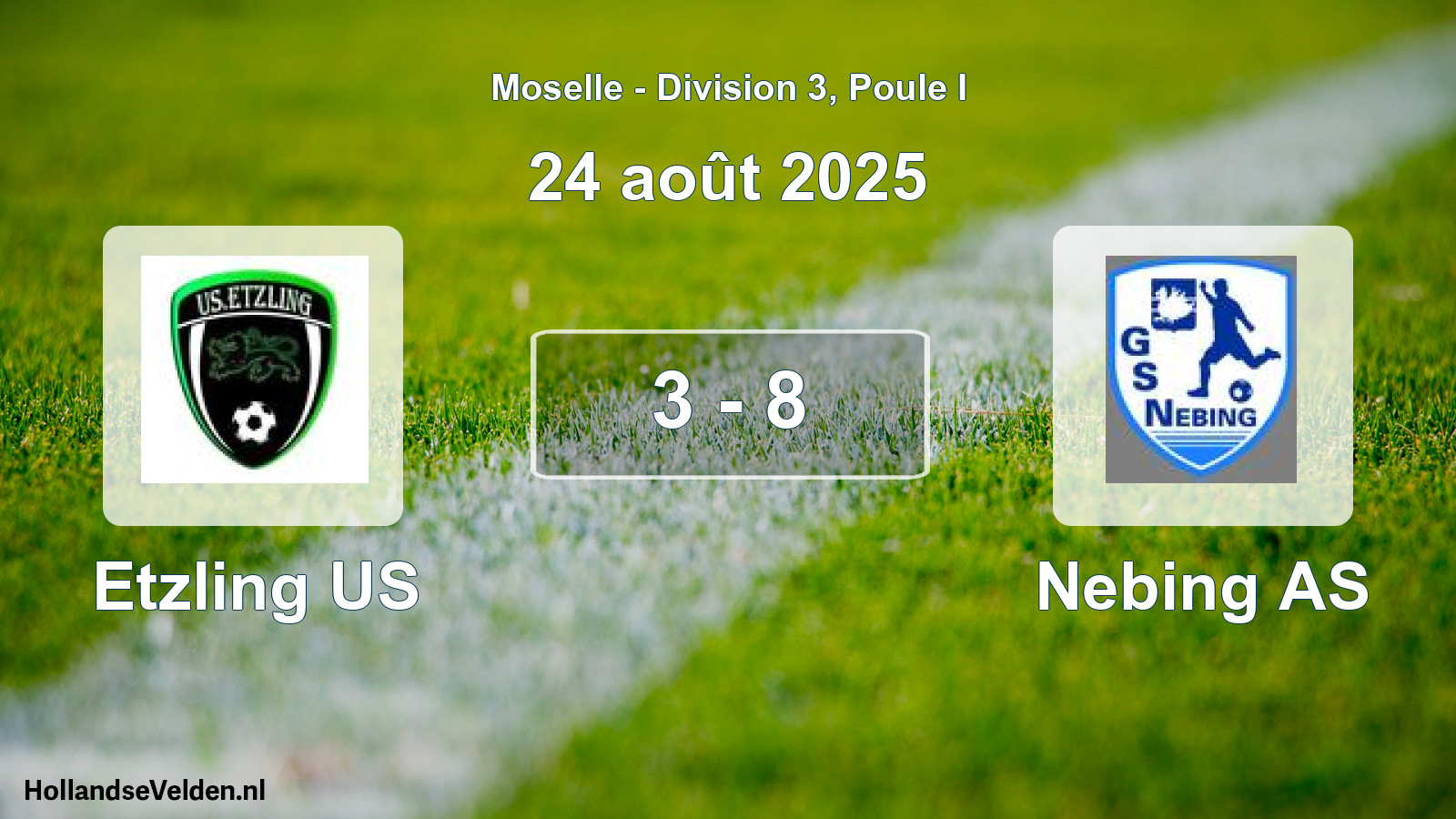 Match joué: Etzling US - Nebing AS 3 - 8 (24 août 2025)