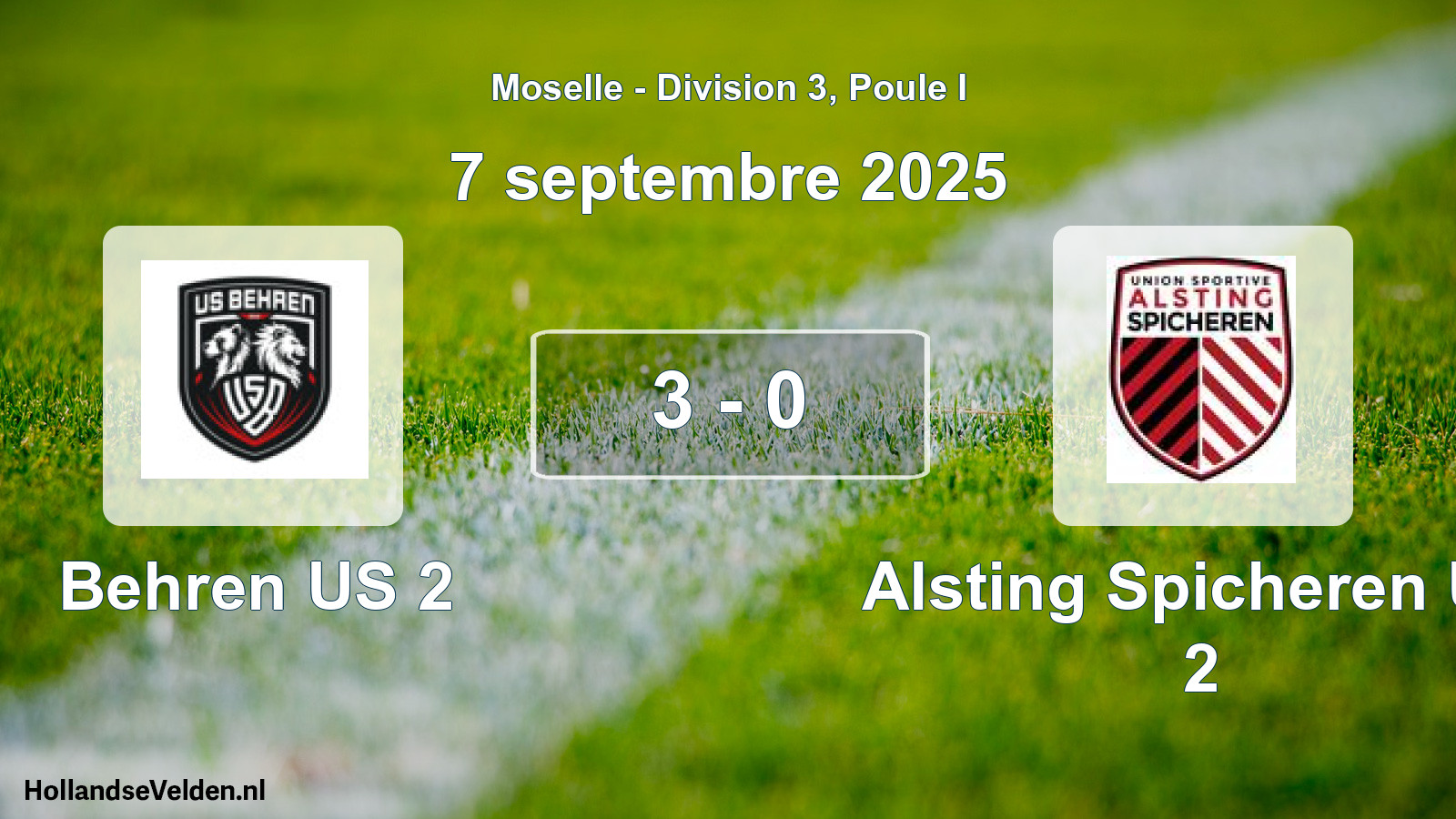 Match joué: Behren US 2 - Alsting Spicheren US 2 3 - 0 (7 septembre 2025)