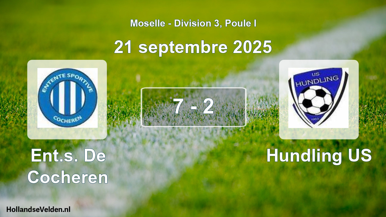 Match joué: Ent.s. De Cocheren - Hundling US 7 - 2 (21 septembre 2025)