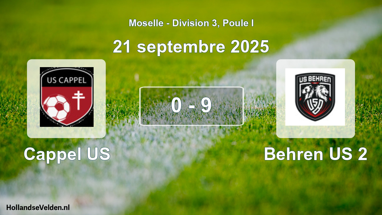 Total number of matches played: Cappel US - Behren US 2 0 - 9 (21 September 2025)