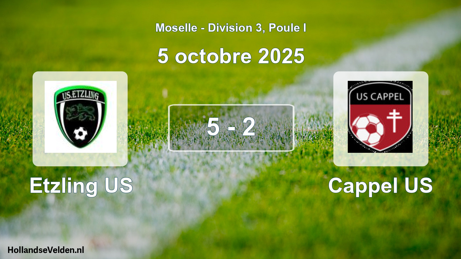 Match joué: Etzling US - Cappel US 5 - 2 (5 octobre 2025)