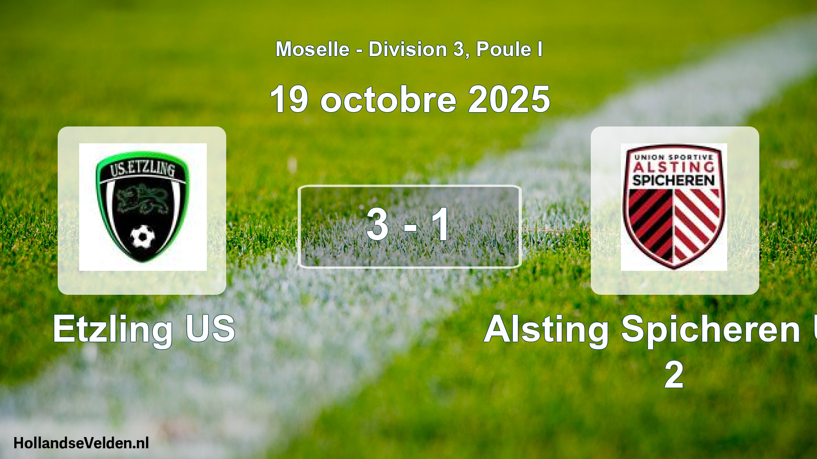 Match joué: Etzling US - Alsting Spicheren US 2 3 - 1 (19 octobre 2025)