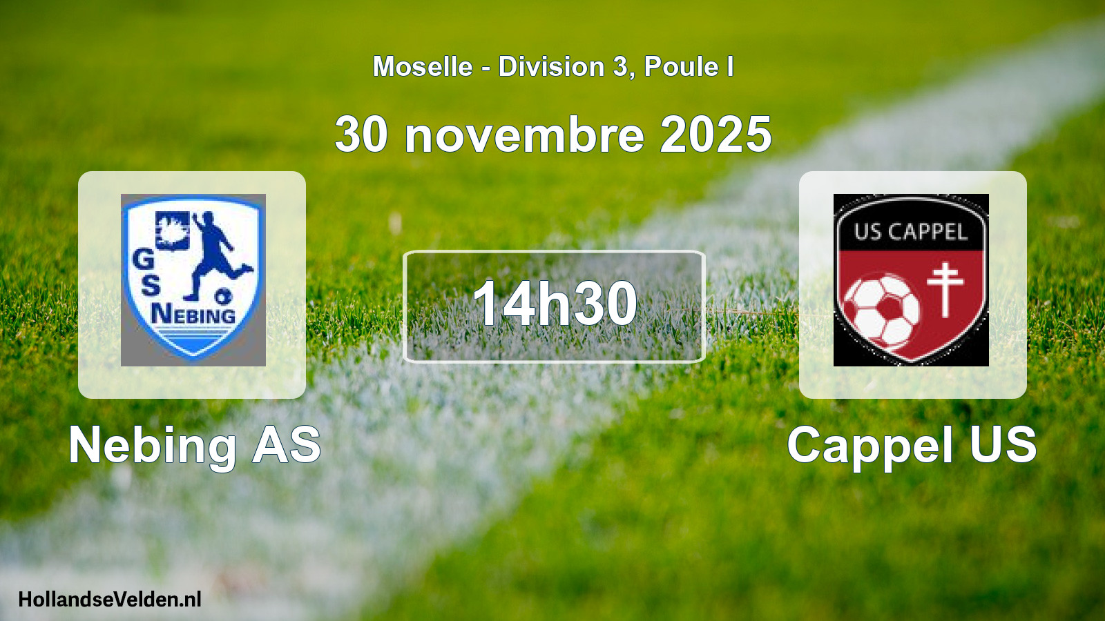 Match programmé: Nebing AS - Cappel US (30 novembre 2025)