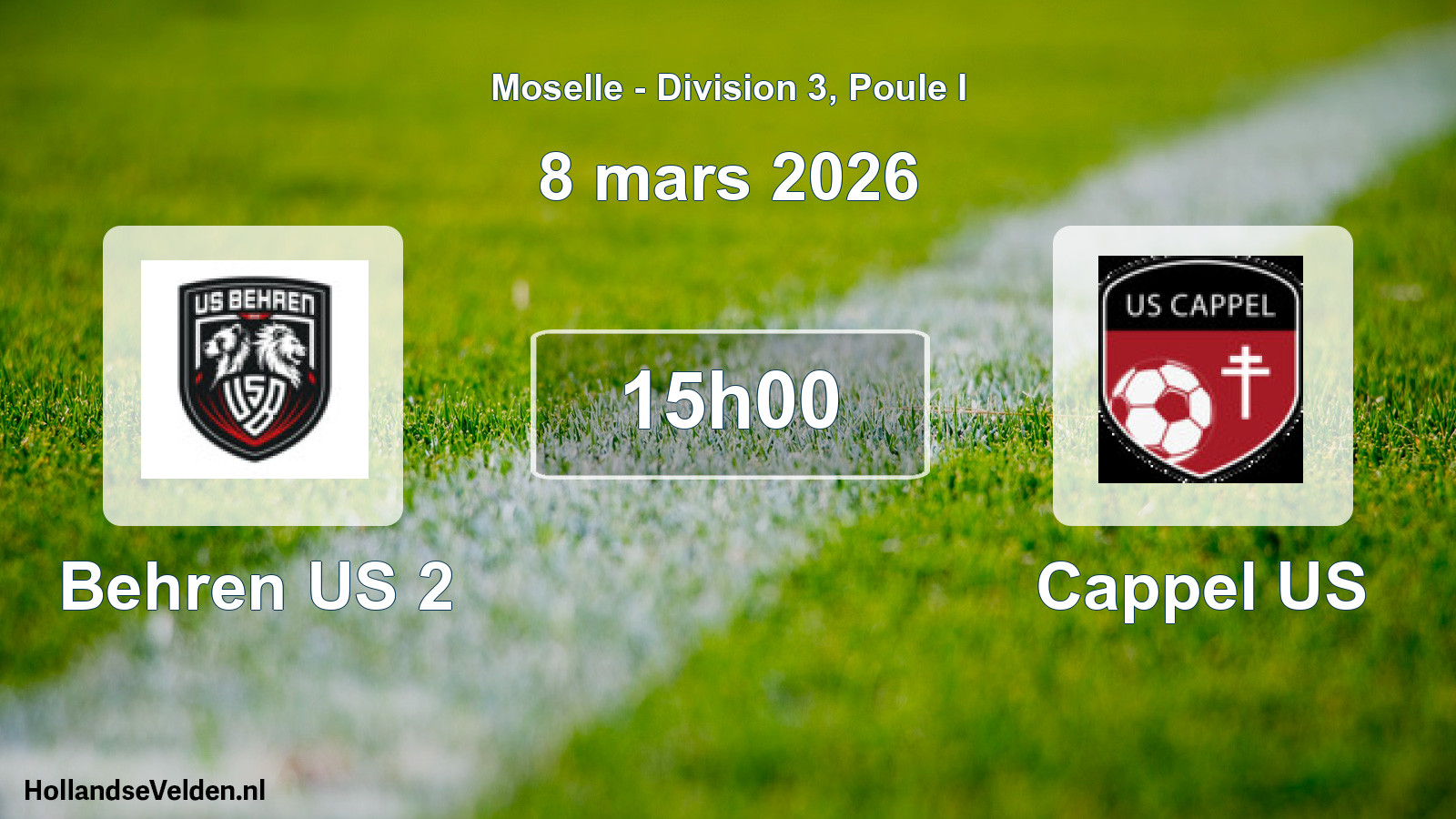 Match programmé: Behren US 2 - Cappel US (8 mars 2026)