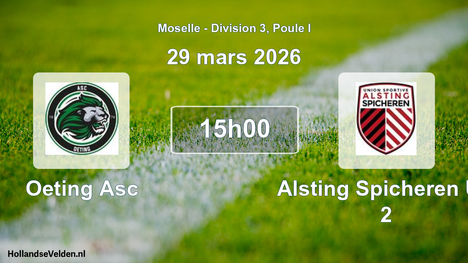 Match programmé: Oeting Asc - Alsting Spicheren US 2 (29 mars 2026)