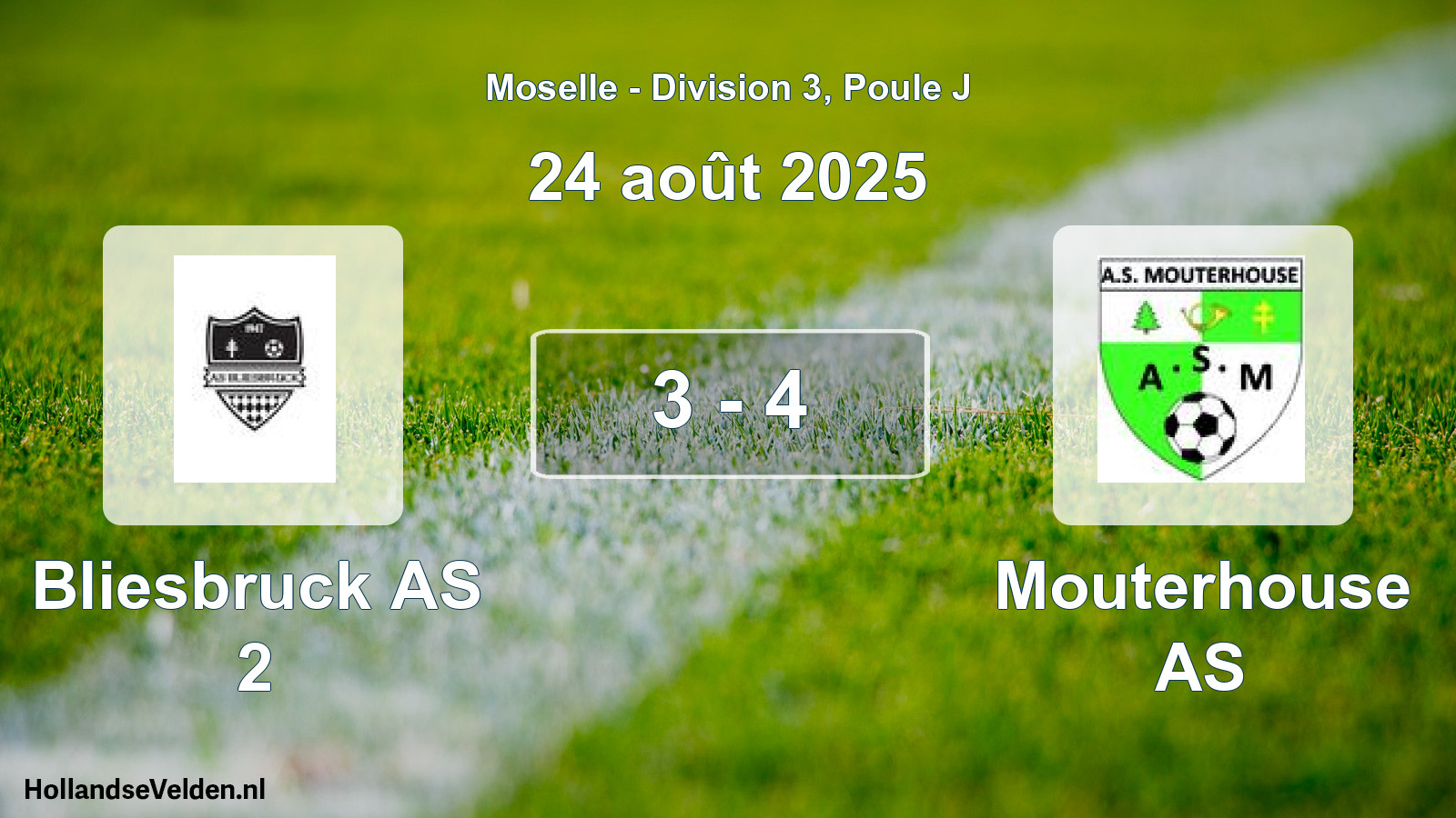 Match joué: Bliesbruck AS 2 - Mouterhouse AS 3 - 4 (24 août 2025)