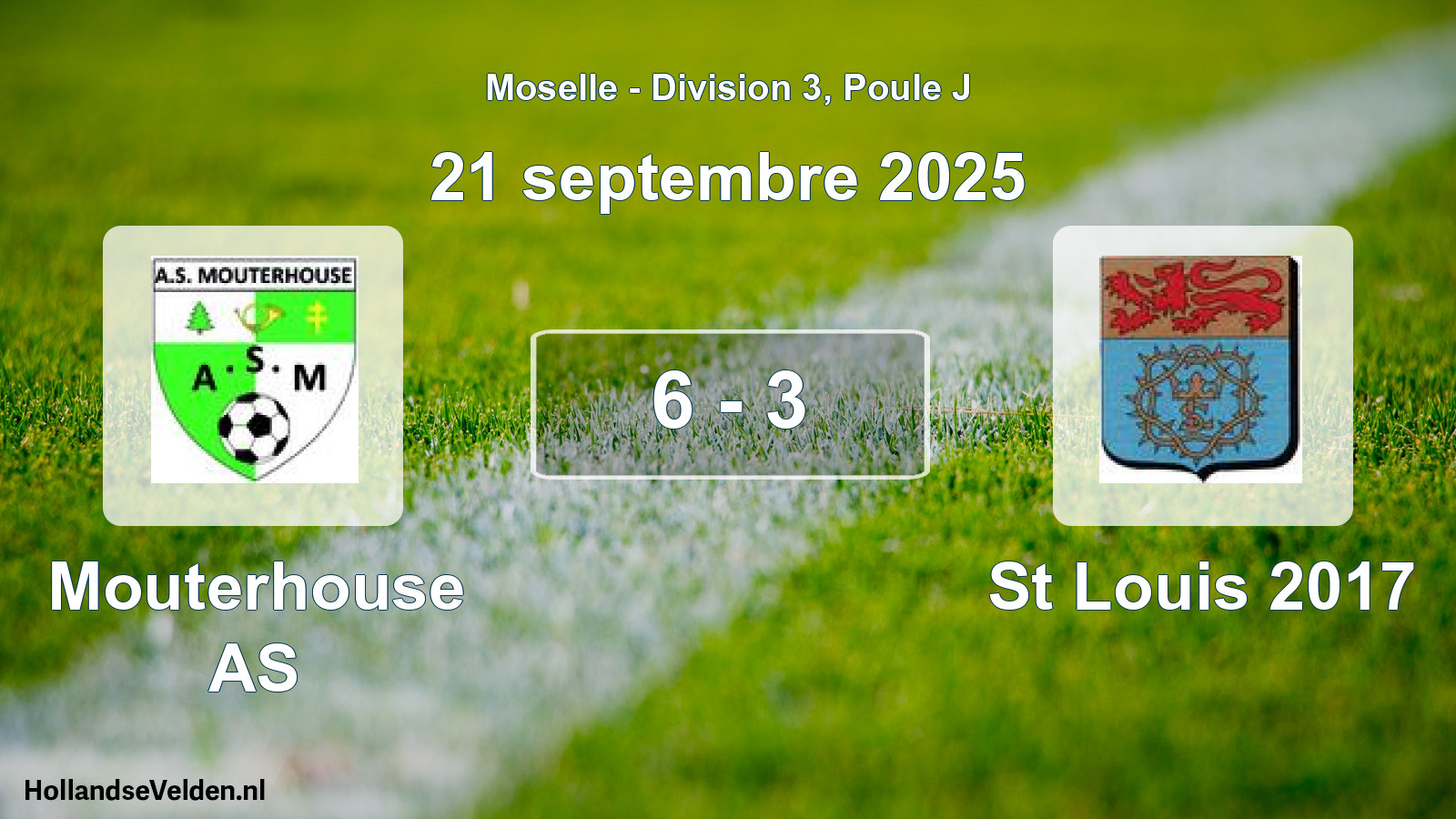 Total number of matches played: Mouterhouse AS - St Louis 2017 6 - 3 (21 September 2025)