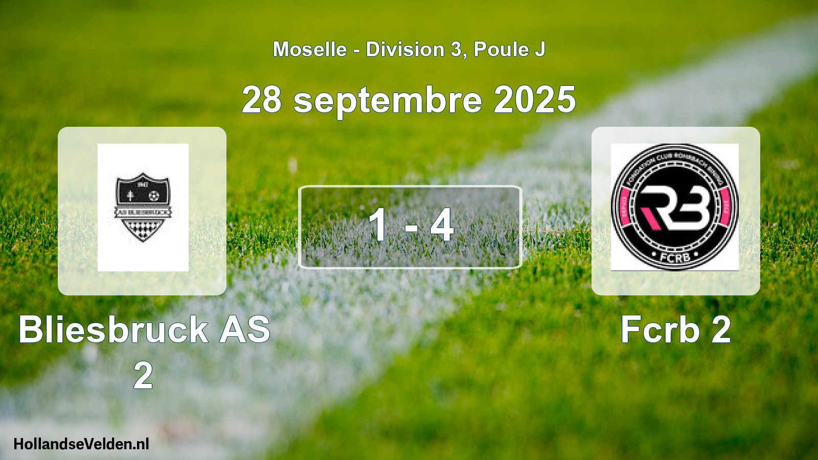 Match joué: Bliesbruck AS 2 - Fcrb 2 1 - 4 (28 septembre 2025)