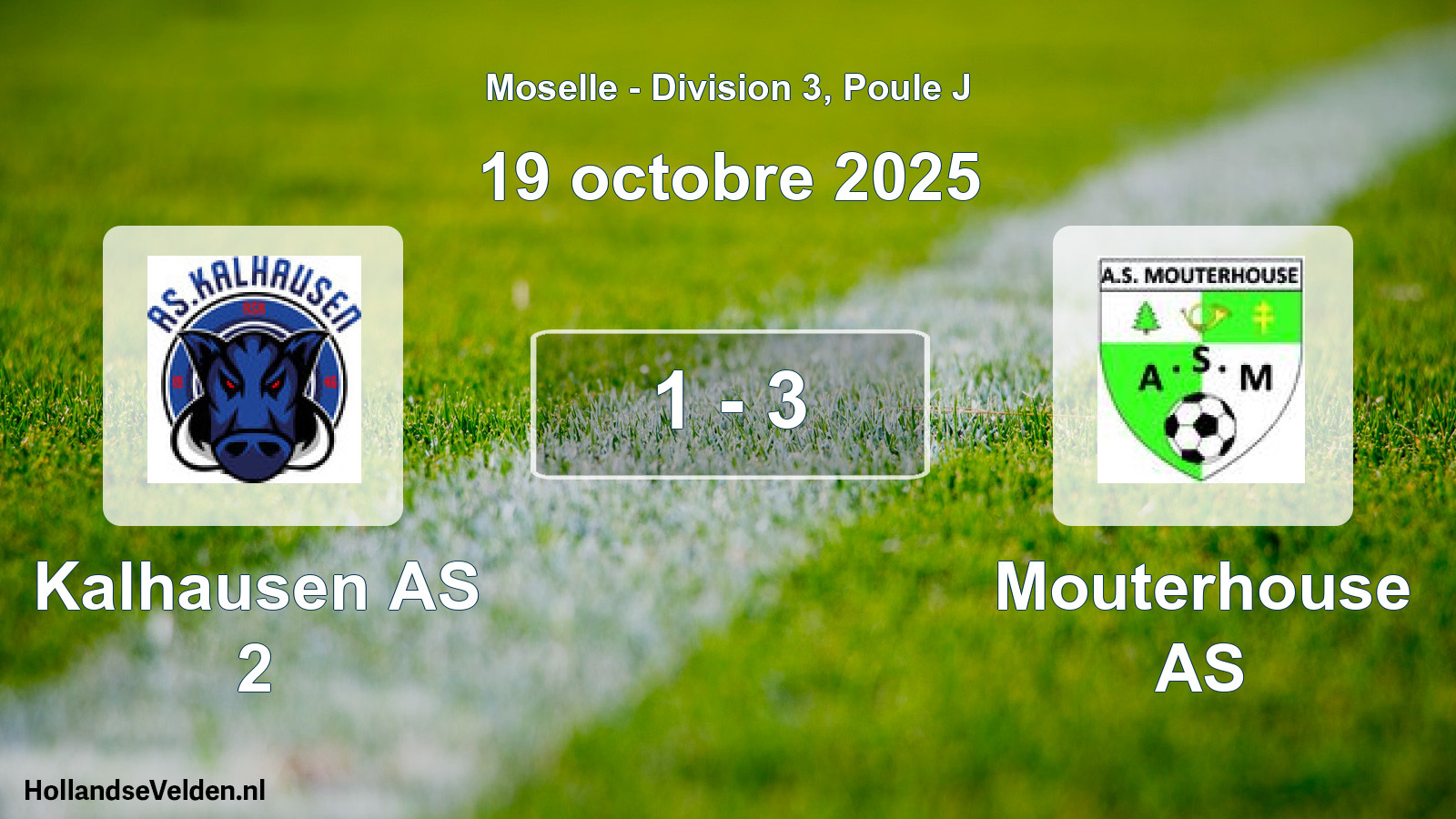 Match joué: Kalhausen AS 2 - Mouterhouse AS 1 - 3 (19 octobre 2025)