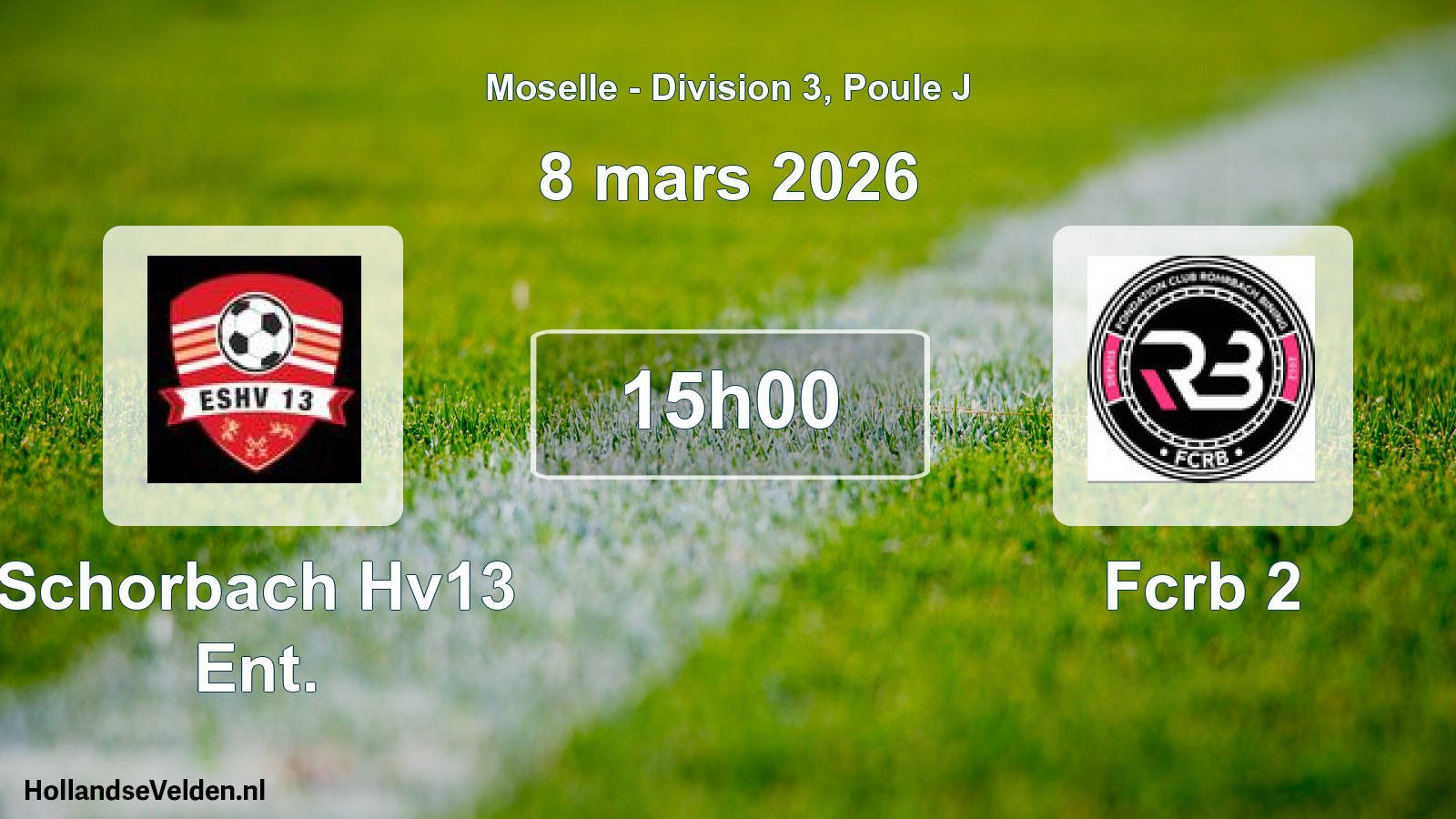 Match programmé: Schorbach Hv13 Ent. - Fcrb 2 (8 mars 2026)