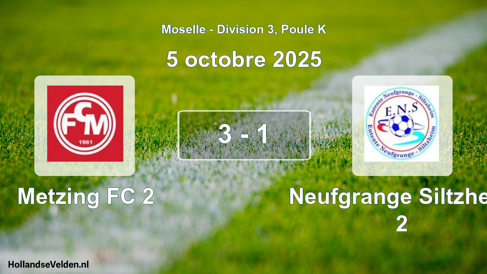 Match joué: Metzing FC 2 - Neufgrange Siltzheim 2 3 - 1 (5 octobre 2025)