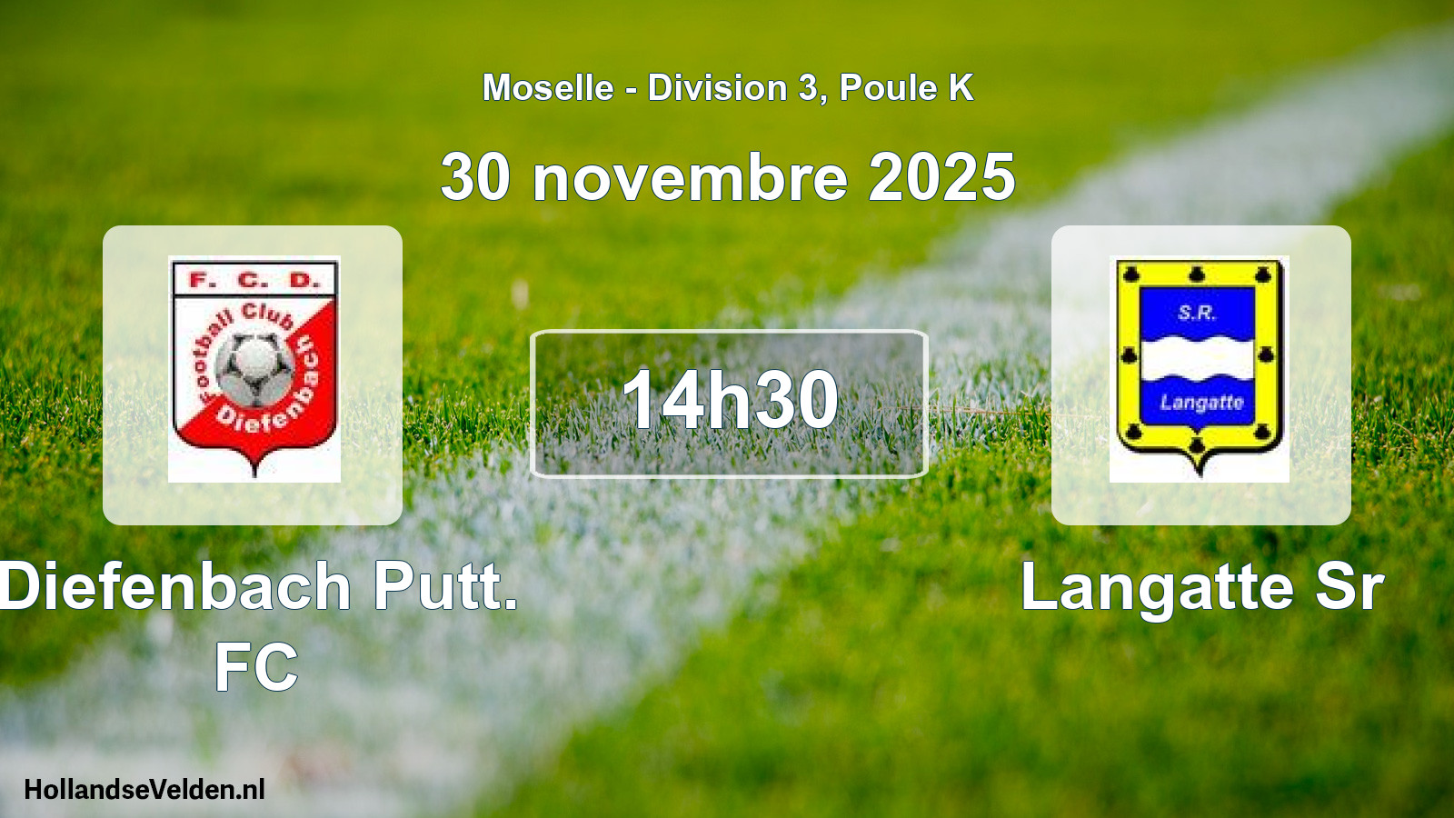 Match programmé: Diefenbach Putt. FC - Langatte Sr (30 novembre 2025)