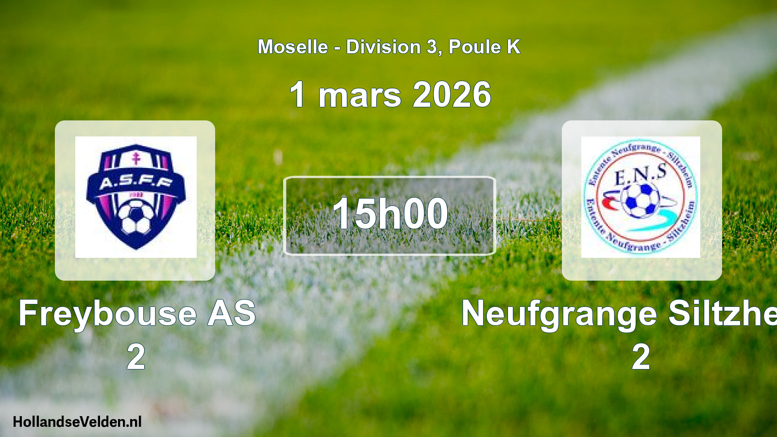 Match programmé: Freybouse AS 2 - Neufgrange Siltzheim 2 (1 mars 2026)