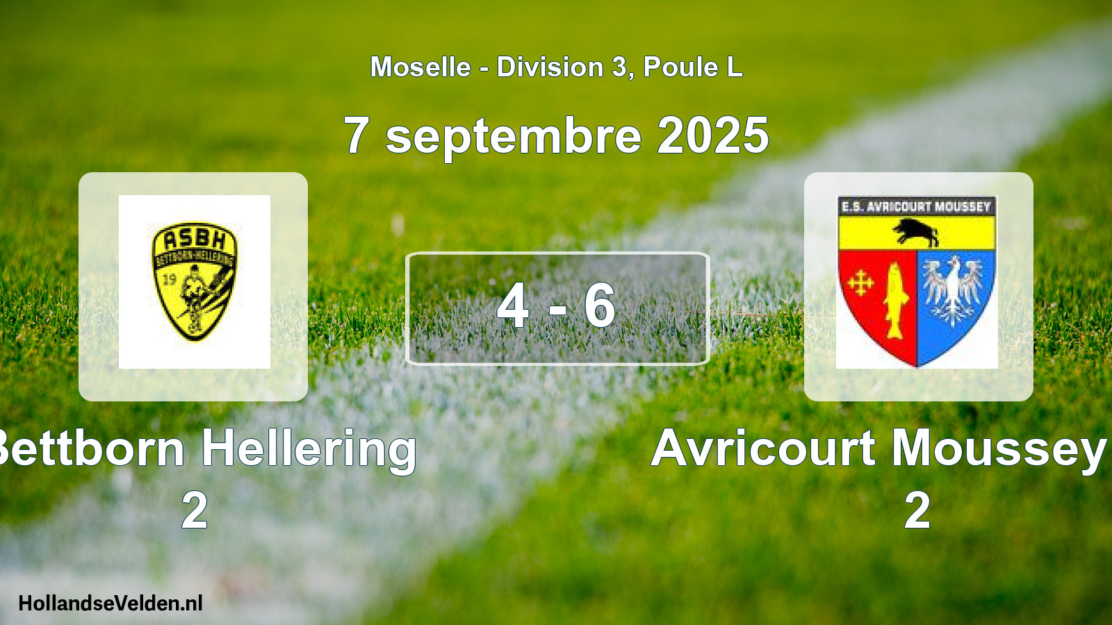 Match joué: Bettborn Hellering 2 - Avricourt Moussey Es 2 4 - 6 (7 septembre 2025)