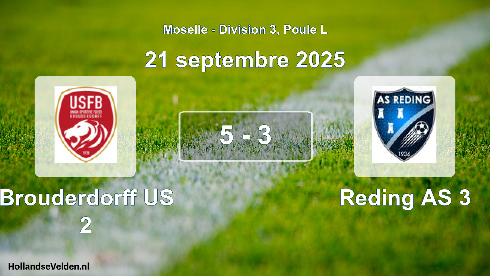 Match joué: Brouderdorff US 2 - Reding AS 3 5 - 3 (21 septembre 2025)
