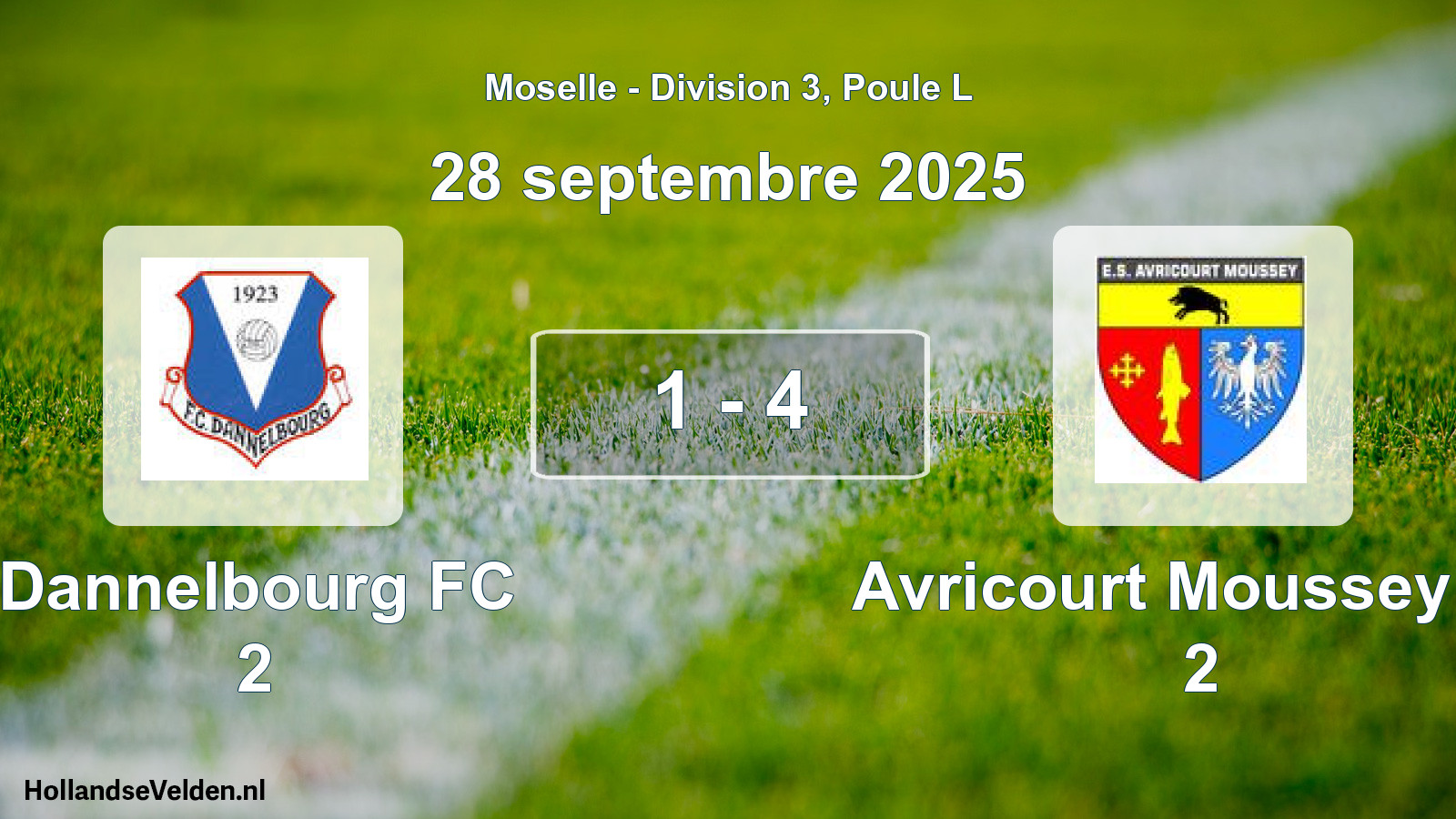 Match joué: Dannelbourg FC 2 - Avricourt Moussey Es 2 1 - 4 (28 septembre 2025)