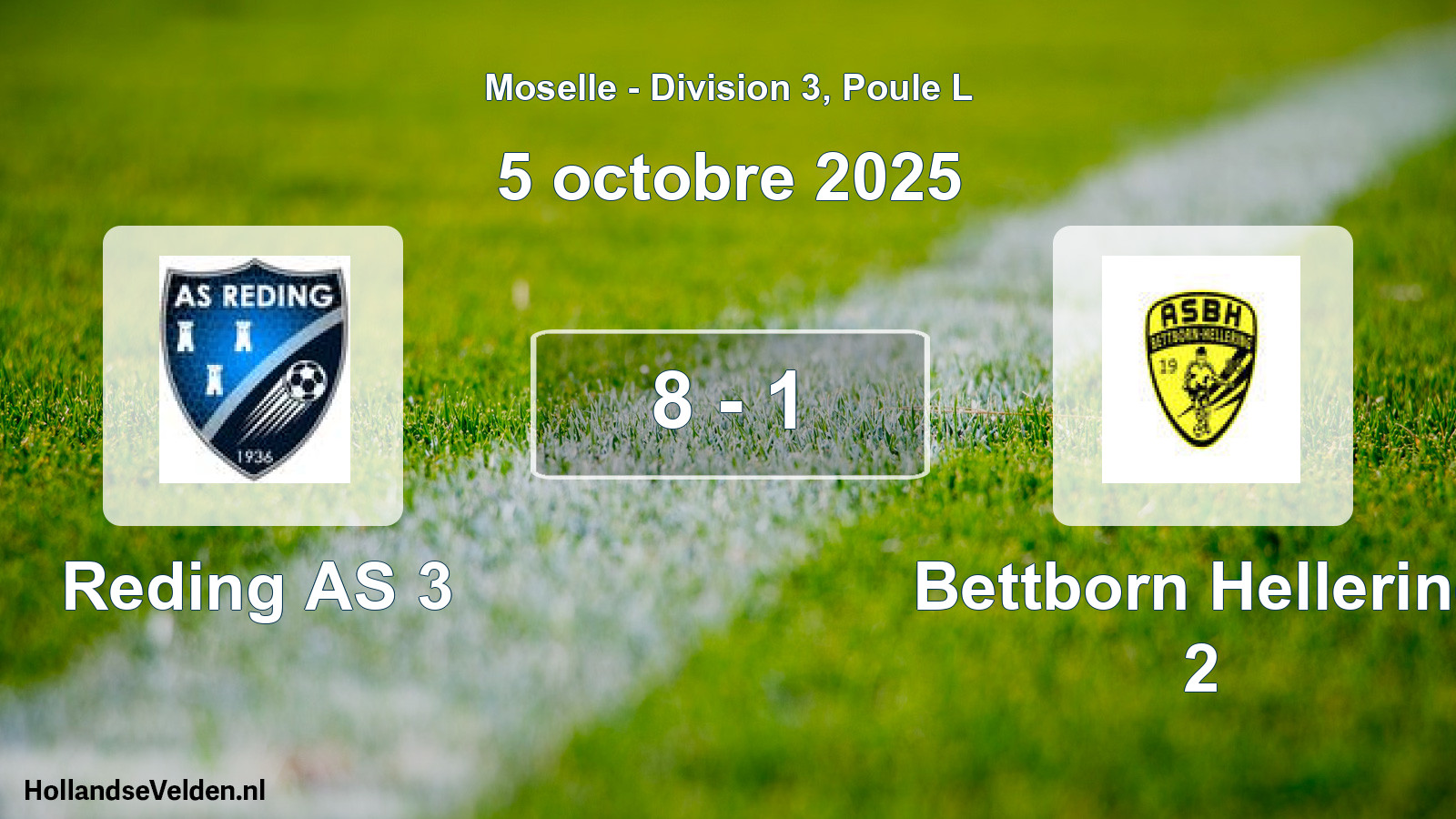 Match joué: Reding AS 3 - Bettborn Hellering 2 8 - 1 (5 octobre 2025)