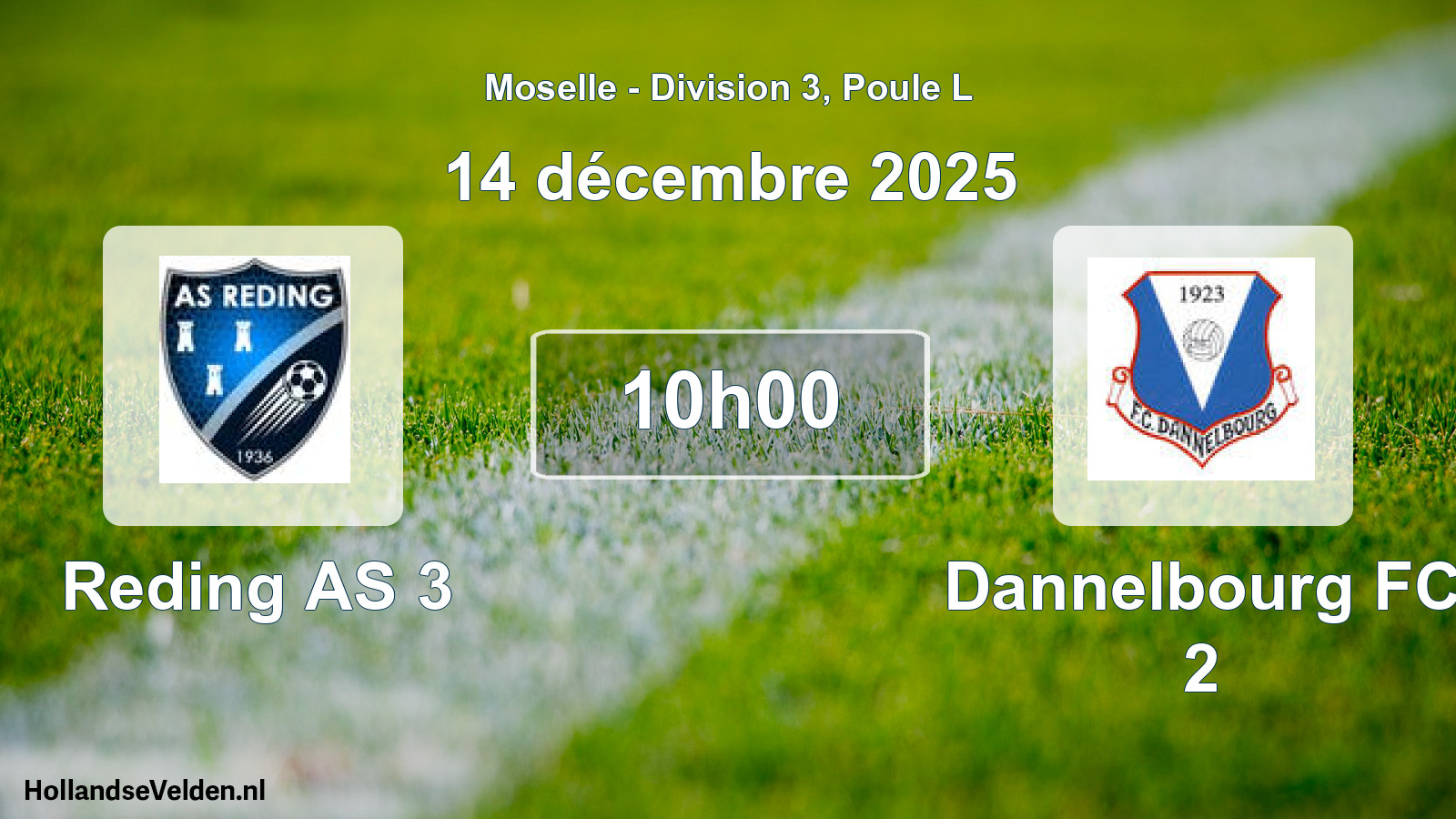 Match programmé: Reding AS 3 - Dannelbourg FC 2 (14 décembre 2025)