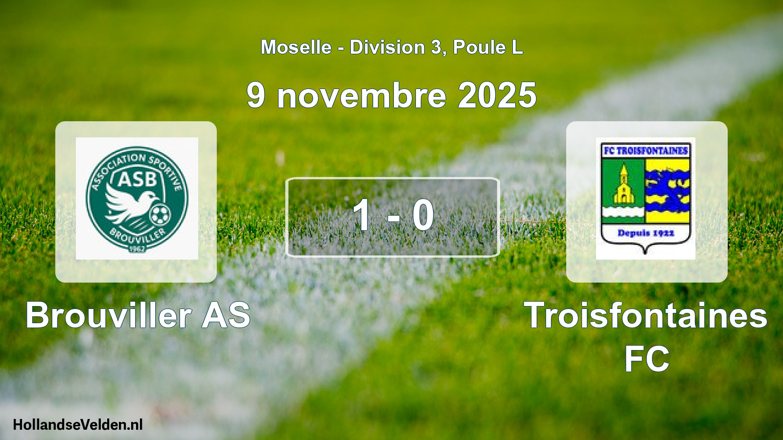 Gespeelde wedstrijd: Brouviller AS - Troisfontaines FC 1 - 0 (9 november 2025)