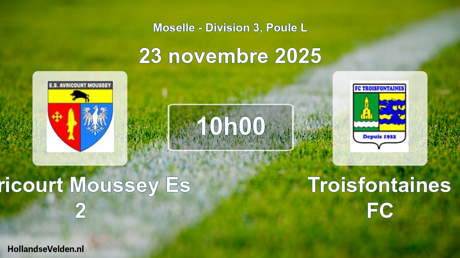 Match programmé: Avricourt Moussey Es 2 - Troisfontaines FC (23 novembre 2025)
