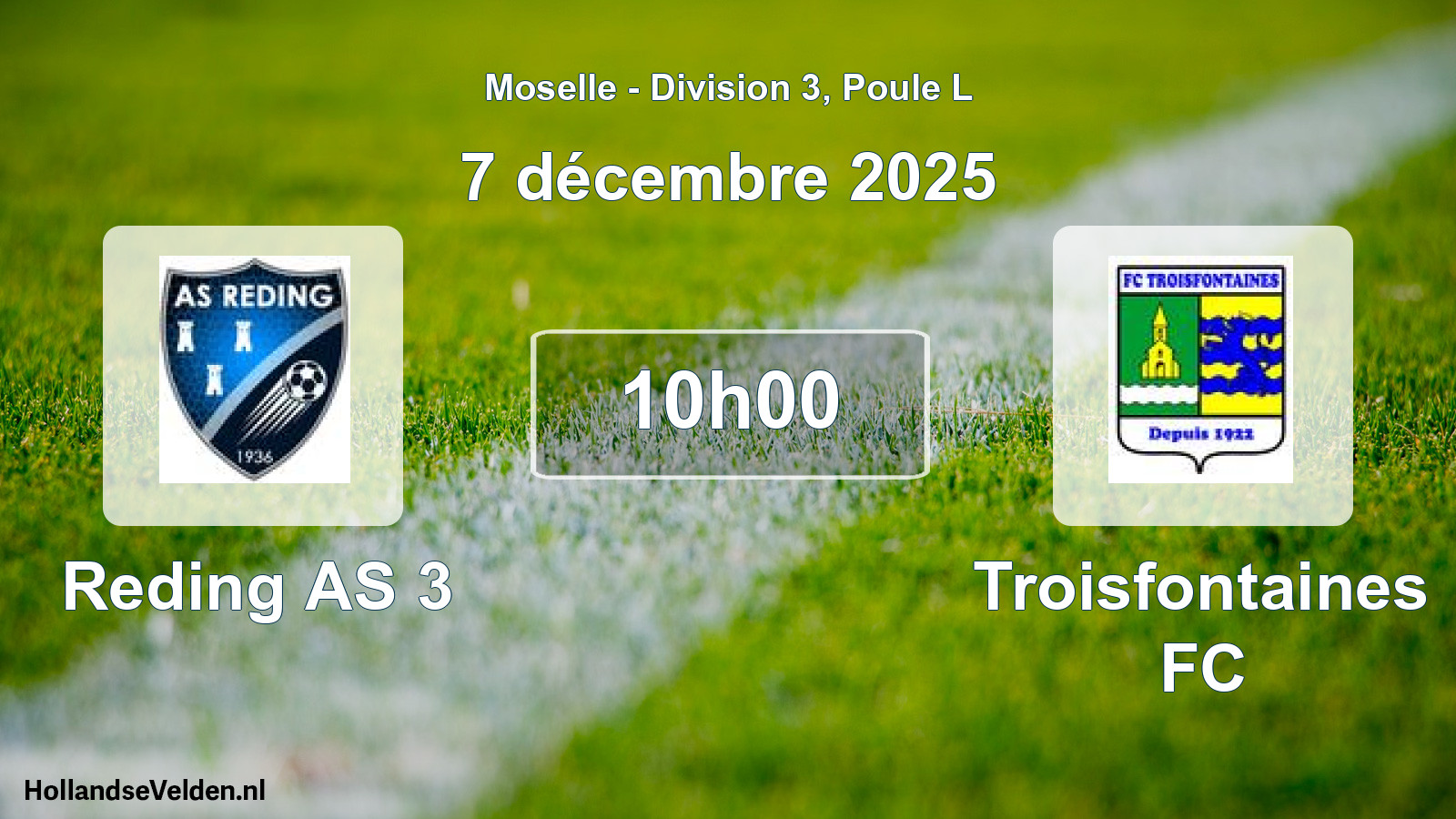 Match programmé: Reding AS 3 - Troisfontaines FC (7 décembre 2025)