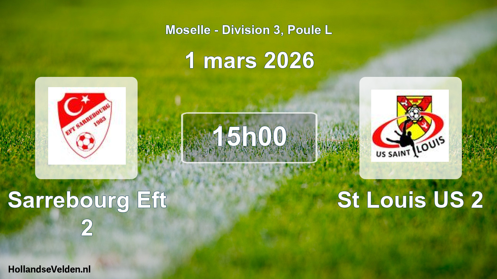 Match programmé: Sarrebourg Eft 2 - St Louis US 2 (1 mars 2026)