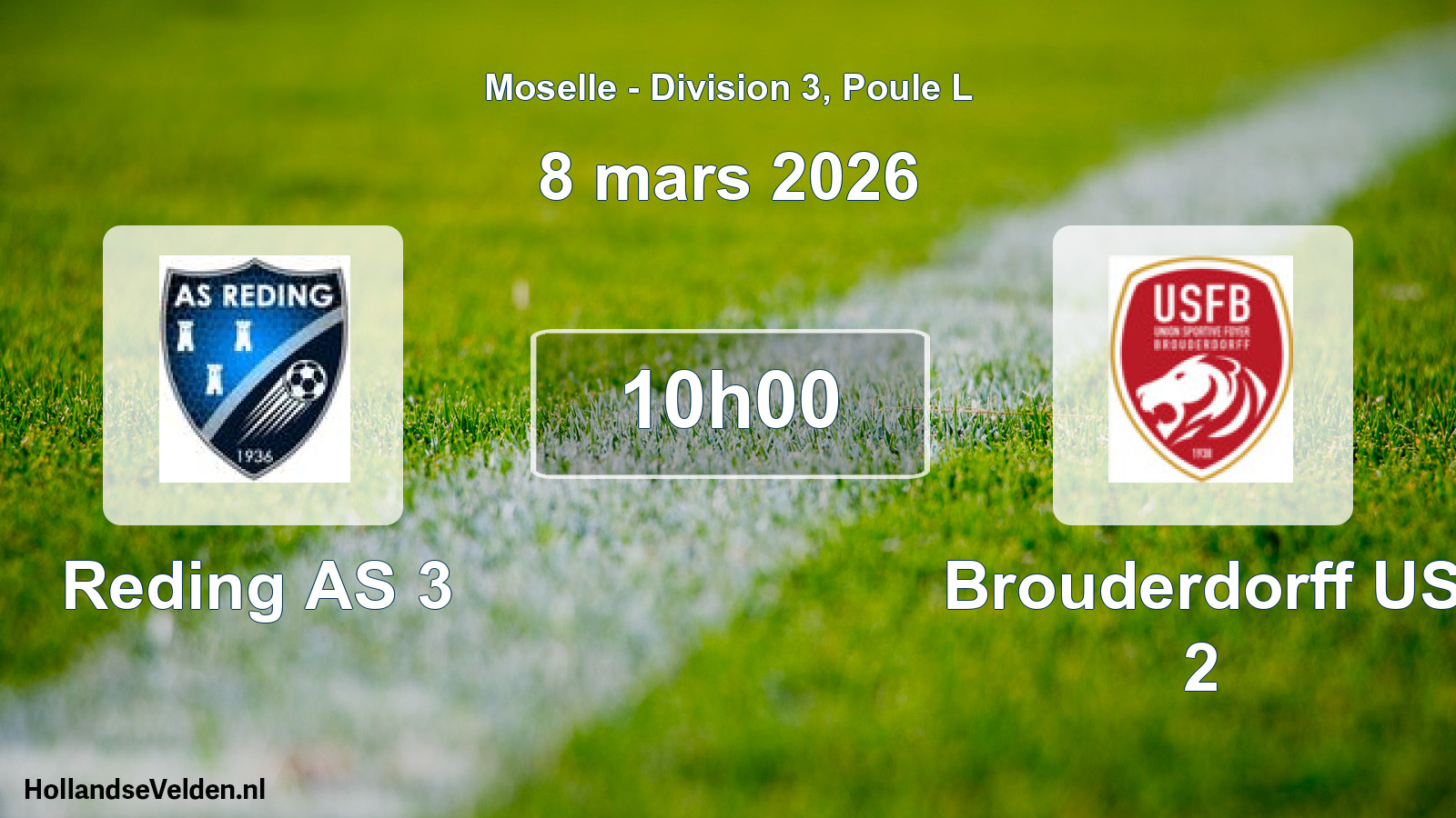 Match programmé: Reding AS 3 - Brouderdorff US 2 (8 mars 2026)