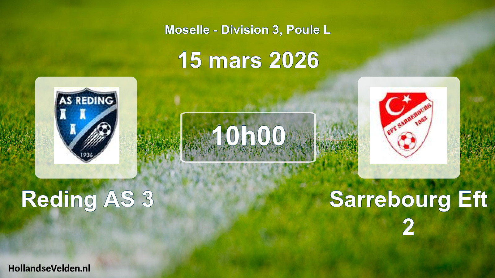 Match programmé: Reding AS 3 - Sarrebourg Eft 2 (15 mars 2026)