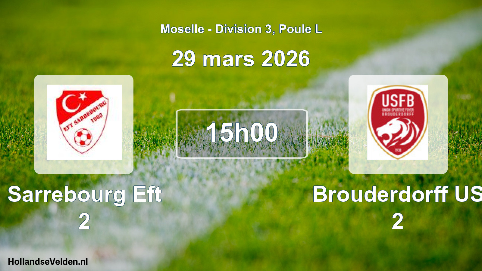 Match programmé: Sarrebourg Eft 2 - Brouderdorff US 2 (29 mars 2026)