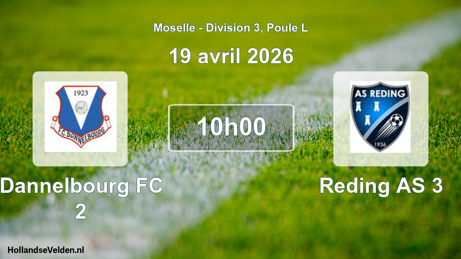 Match programmé: Dannelbourg FC 2 - Reding AS 3 (19 avril 2026)