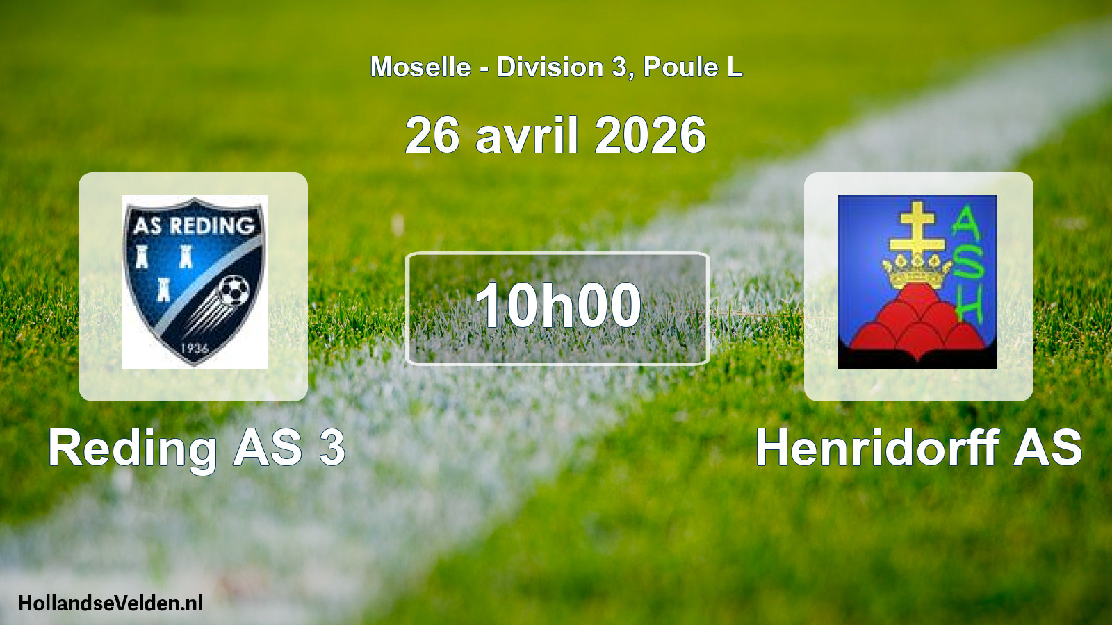 Match programmé: Reding AS 3 - Henridorff AS (26 avril 2026)