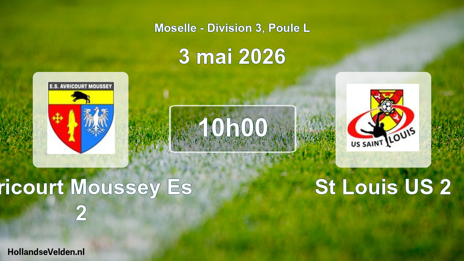 Match programmé: Avricourt Moussey Es 2 - St Louis US 2 (3 mai 2026)