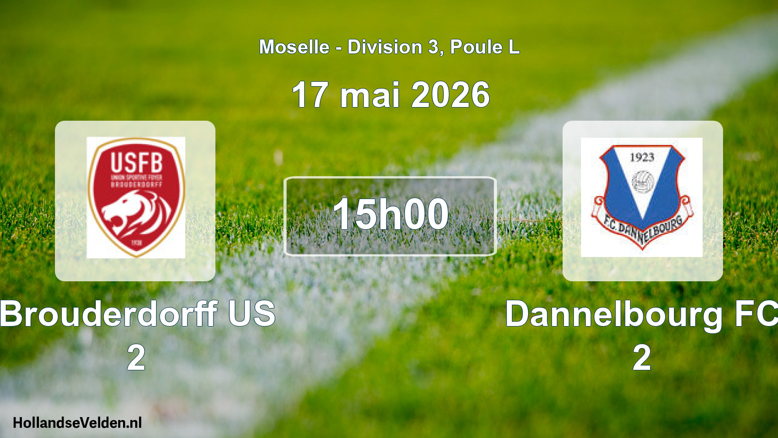 Match programmé: Brouderdorff US 2 - Dannelbourg FC 2 (17 mai 2026)