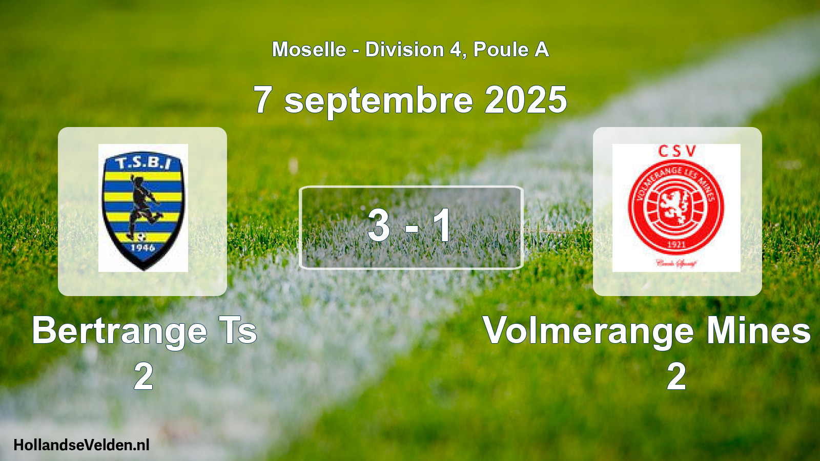 Match joué: Bertrange Ts 2 - Volmerange Mines Cs 2 3 - 1 (7 septembre 2025)