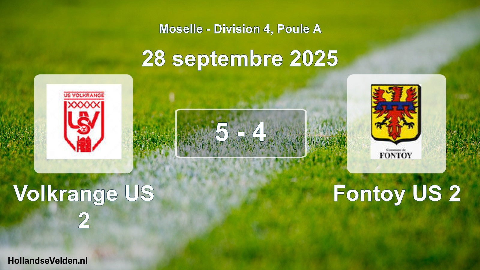 Match joué: Volkrange US 2 - Fontoy US 2 5 - 4 (28 septembre 2025)