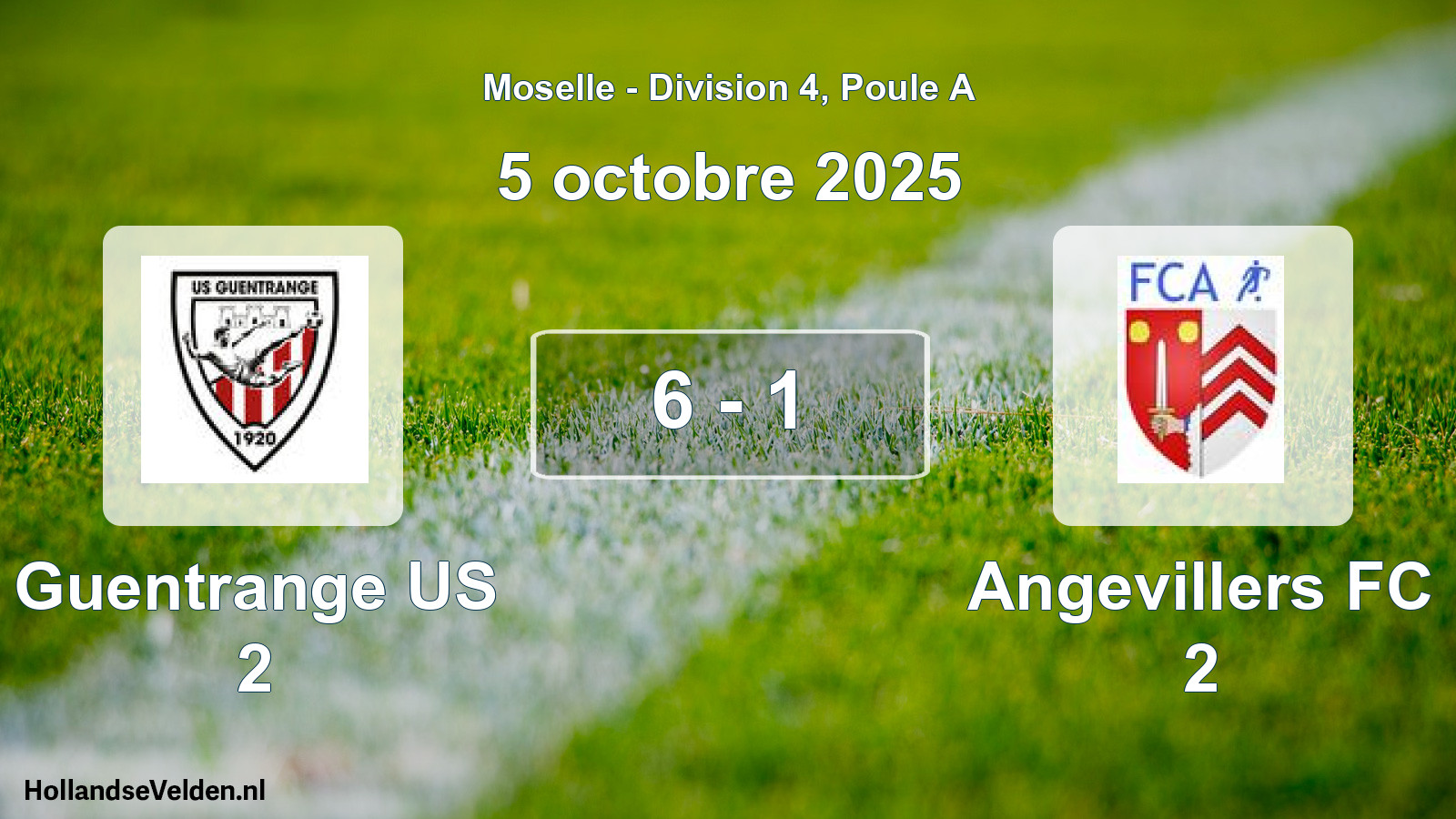 Match joué: Guentrange US 2 - Angevillers FC 2 6 - 1 (5 octobre 2025)