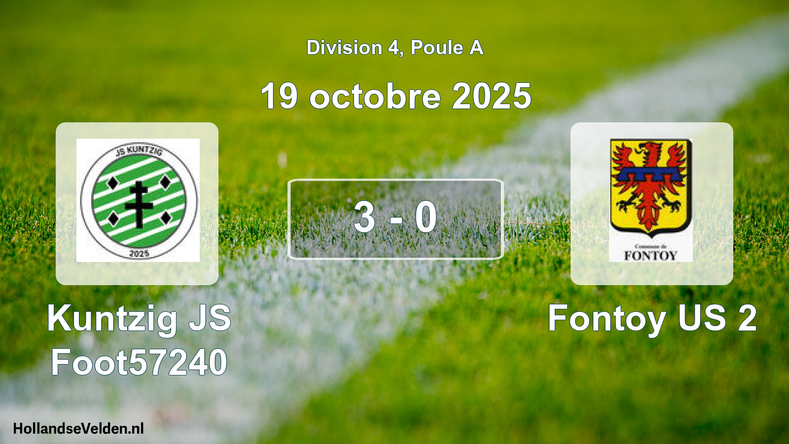 Total number of matches played: Kuntzig JS Foot57240 - Fontoy US 2 3 - 0 (19 October 2025)