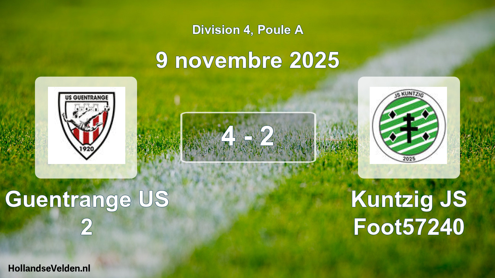 Gespeelde wedstrijd: Guentrange US 2 - Kuntzig JS Foot57240 4 - 2 (9 november 2025)