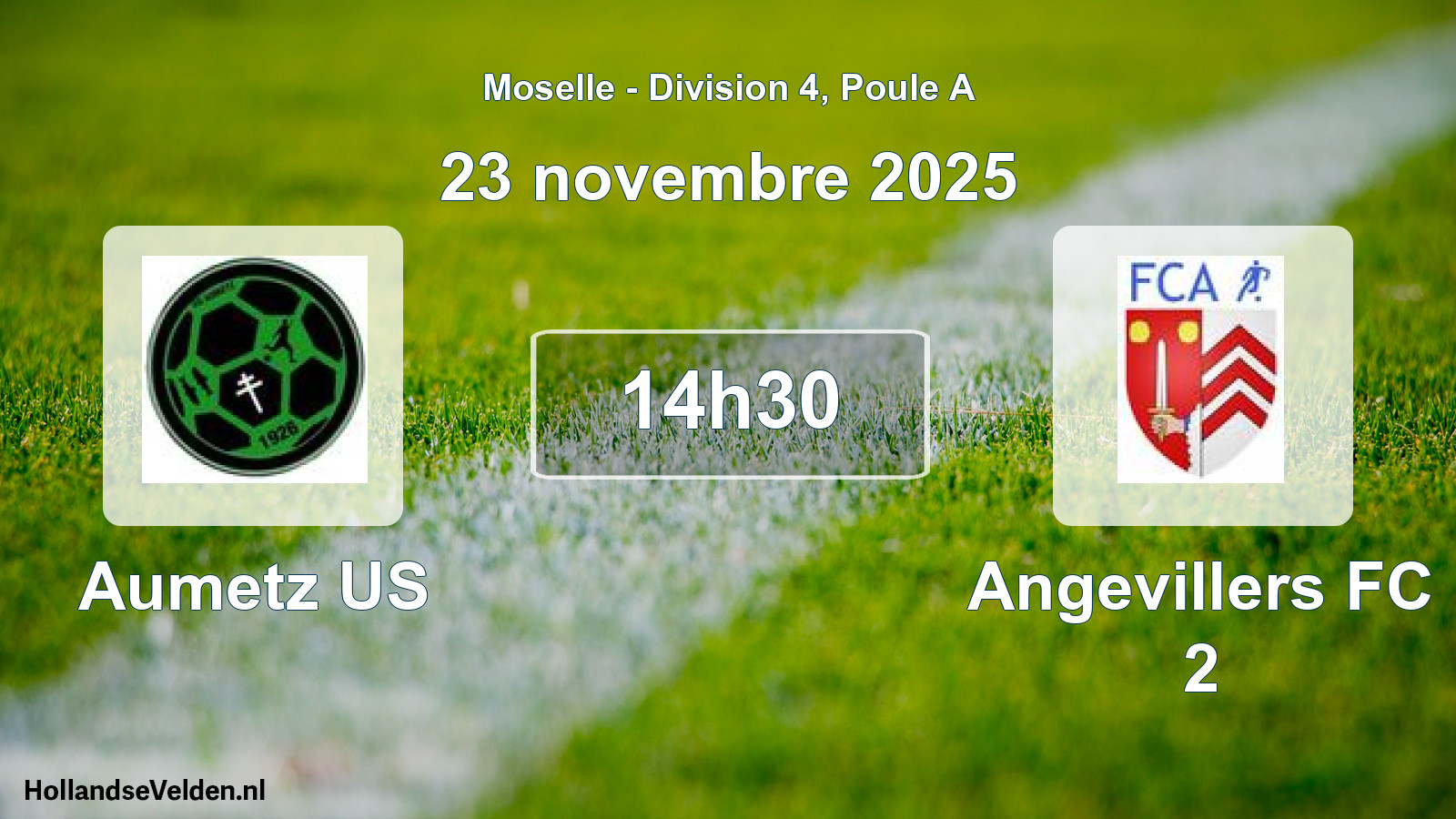 Match programmé: Aumetz US - Angevillers FC 2 (23 novembre 2025)