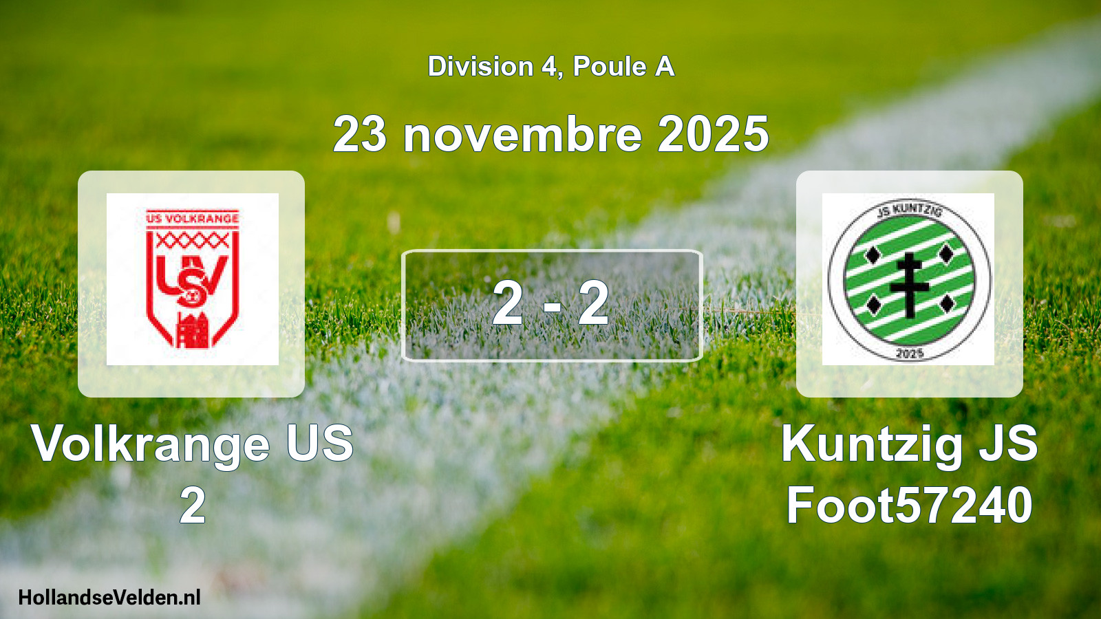 Match joué: Volkrange US 2 - Kuntzig JS Foot57240 2 - 2 (23 novembre 2025)