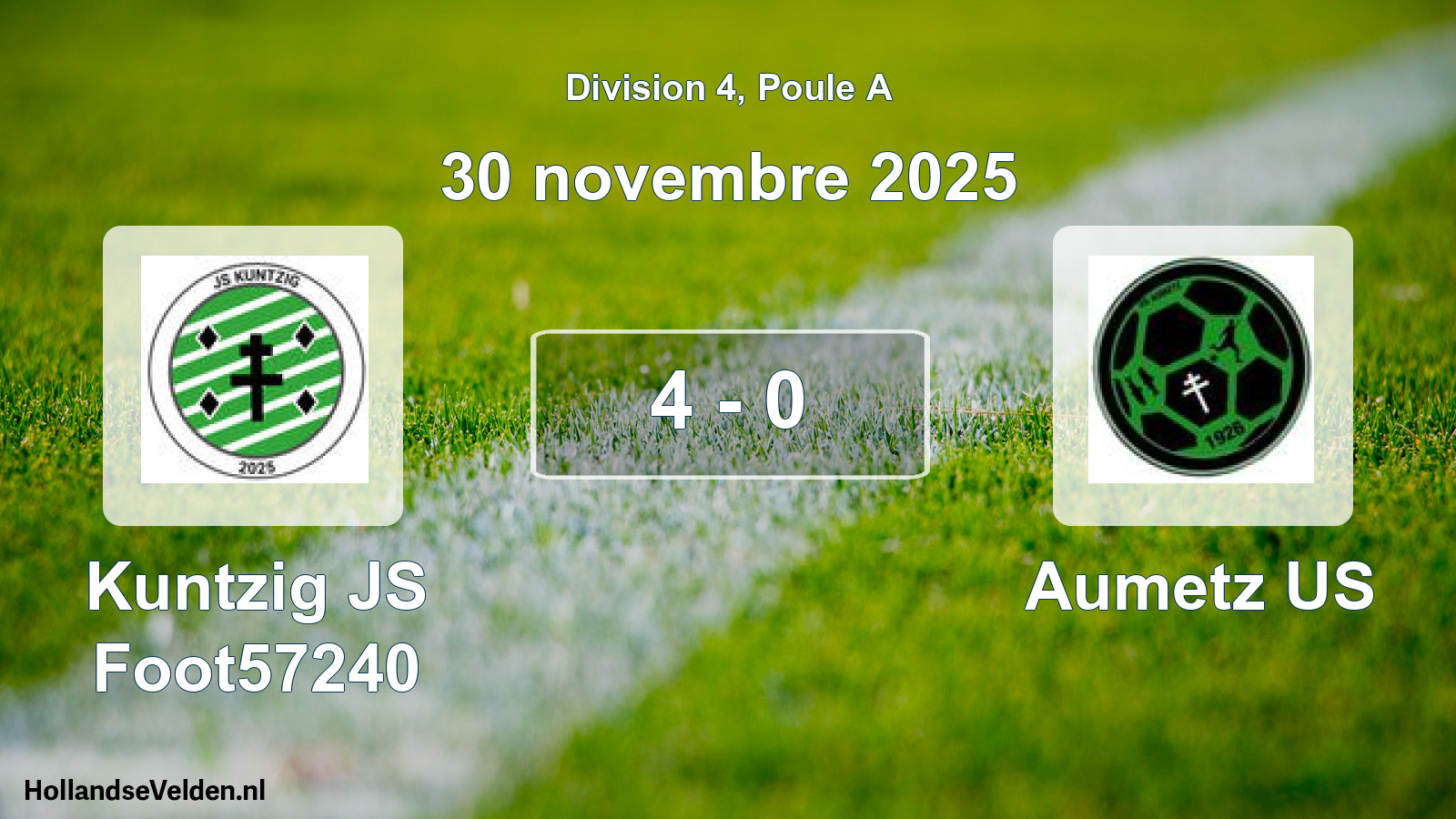 Match joué: Kuntzig JS Foot57240 - Aumetz US 4 - 0 (30 novembre 2025)