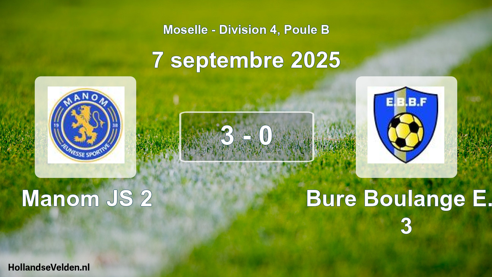 Match joué: Manom JS 2 - Bure Boulange E.f. 3 3 - 0 (7 septembre 2025)